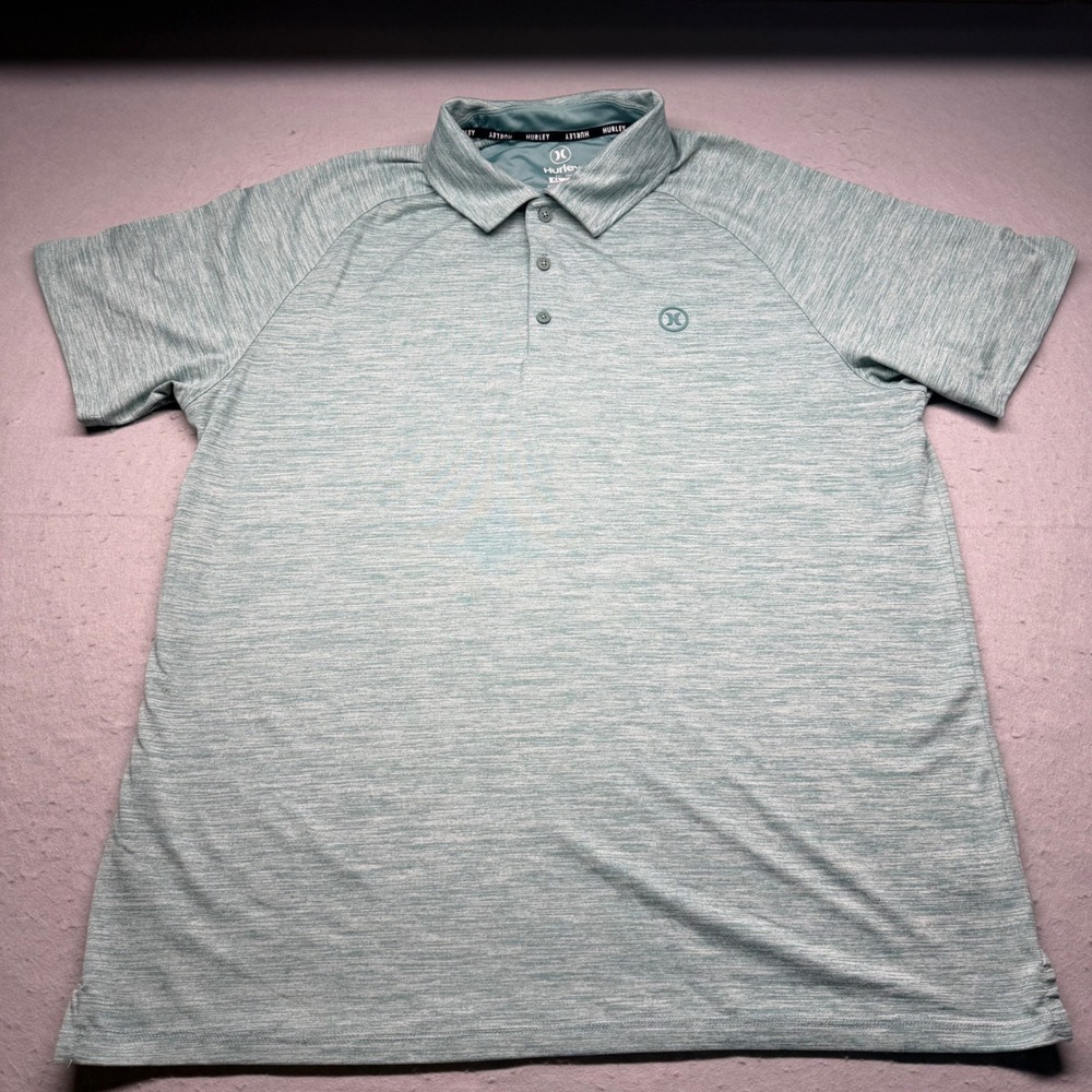 Hurley Polo Shirt Mens XL Green Space Dye Short Sleeve Performance Activewear